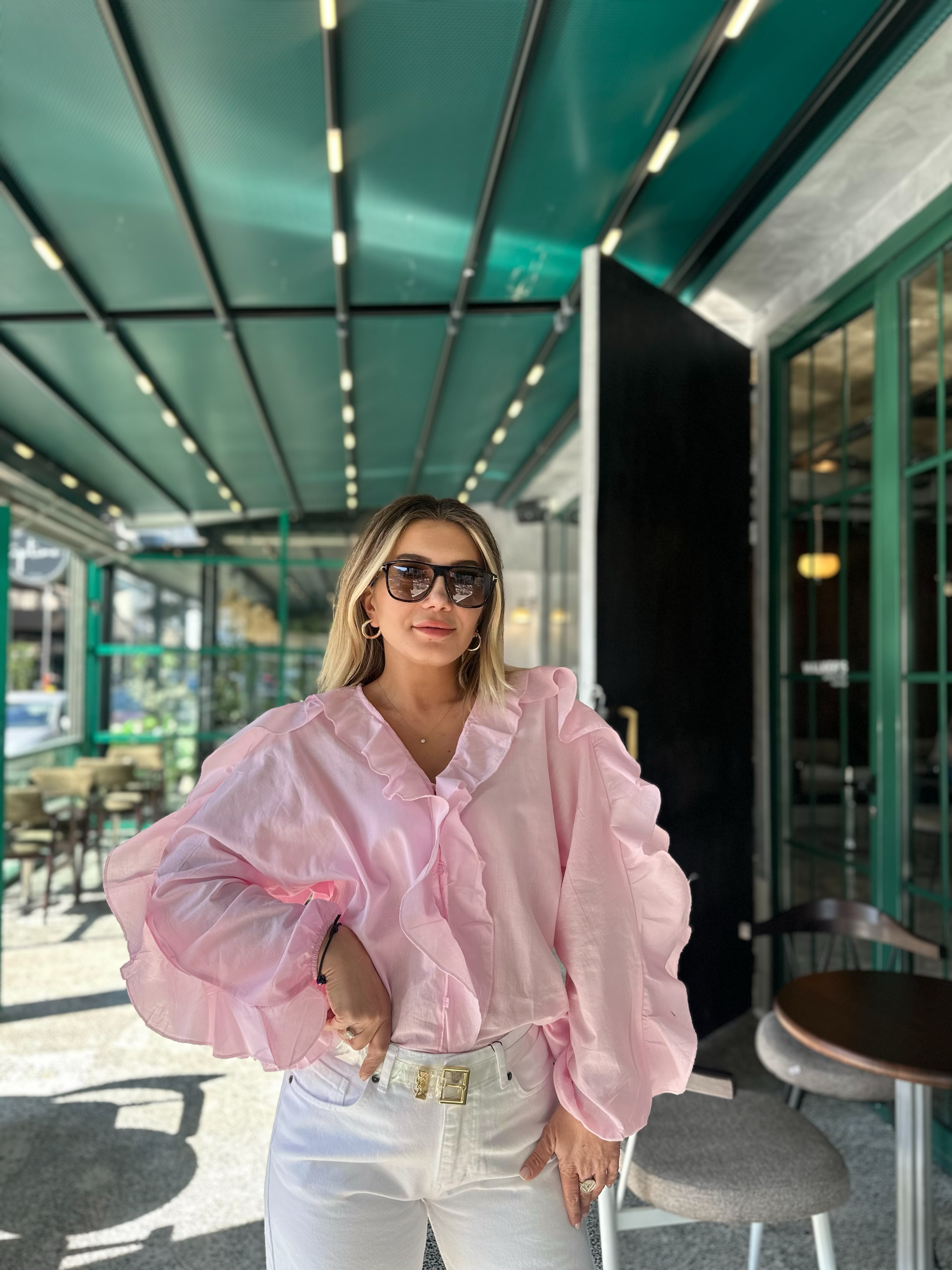 Pembe Fırfır Detay Gömlek