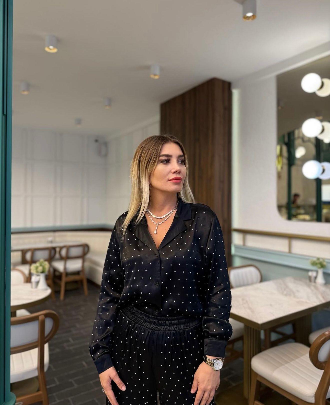 Siyah Saten Taşlı RomantikTakım🖤