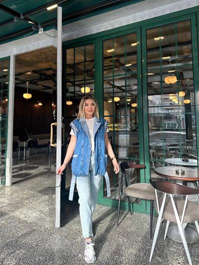 Denim Tasarım Detaylı Yelek