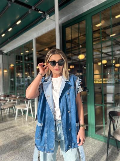 Denim Tasarım Detaylı Yelek