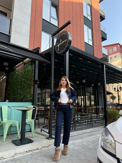 Denim Yaka Detay Ceket