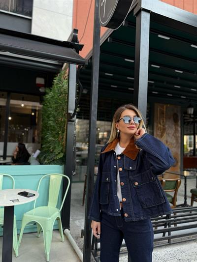 Denim Yaka Detay Ceket