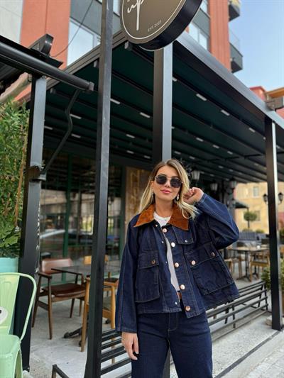 Denim Yaka Detay Ceket