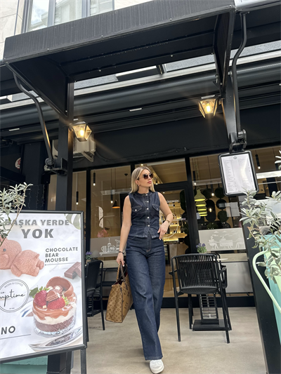 Denim Yelekli Takım