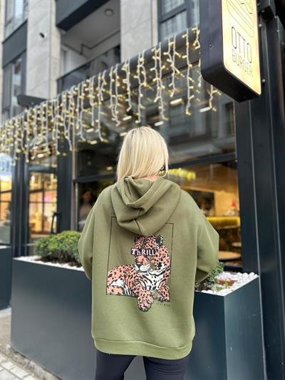 Kaplanlı Haki Sweatshirt