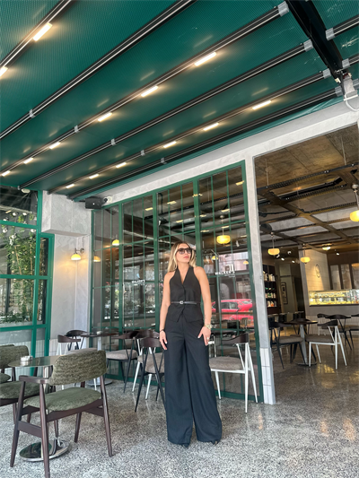 Kemer Detay Çizgili Takım