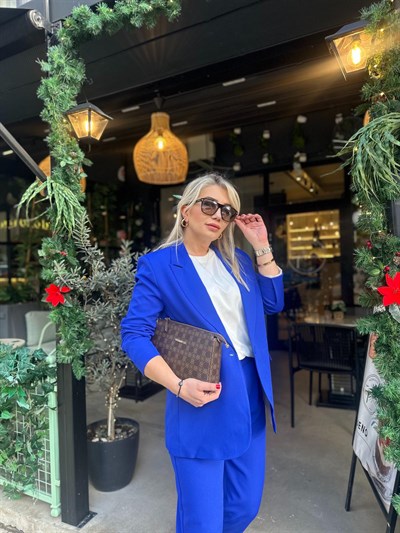Lacivert Blazer Ceketli Takım