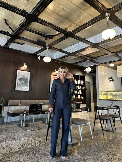 Likralı Denim İspanyol Pantolon 