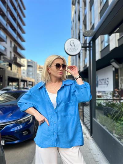 Mavi Oversize Gömlek