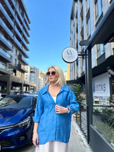 Mavi Oversize Gömlek