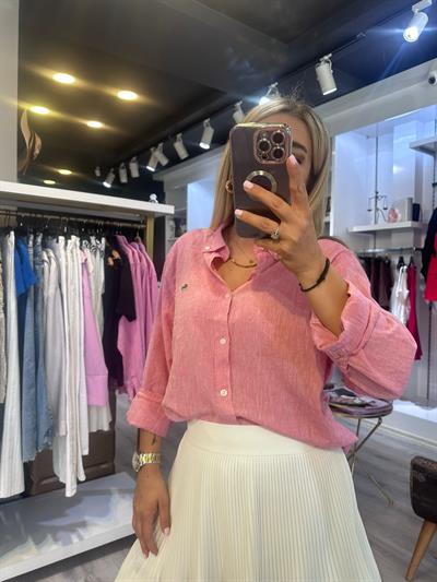 Orj Marka Keten Pembe Gömlek