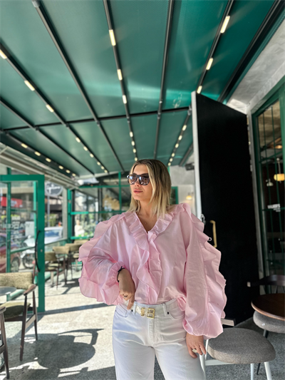 Pembe Fırfır Detay Gömlek