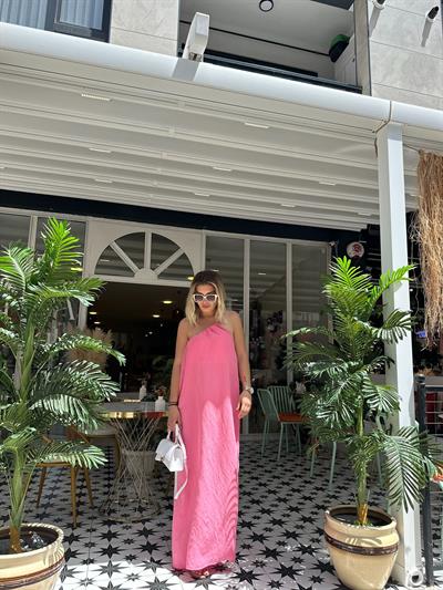 Pembe Tek Kol Elbise