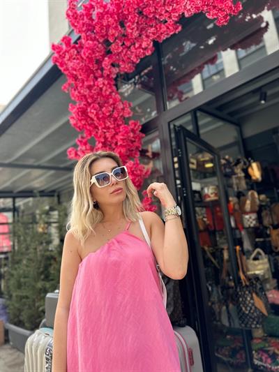Pembe Tek Kol Elbise
