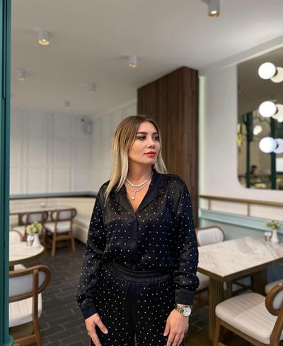 Siyah Saten Taşlı RomantikTakım🖤