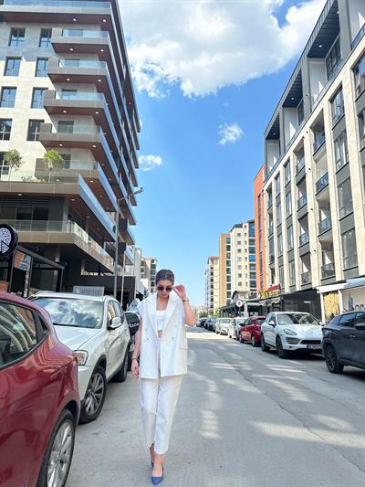 Tasarım Çizgili Yelek Takım