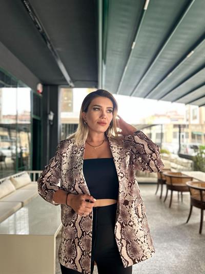 Yılan Desen Blazer Ceket
