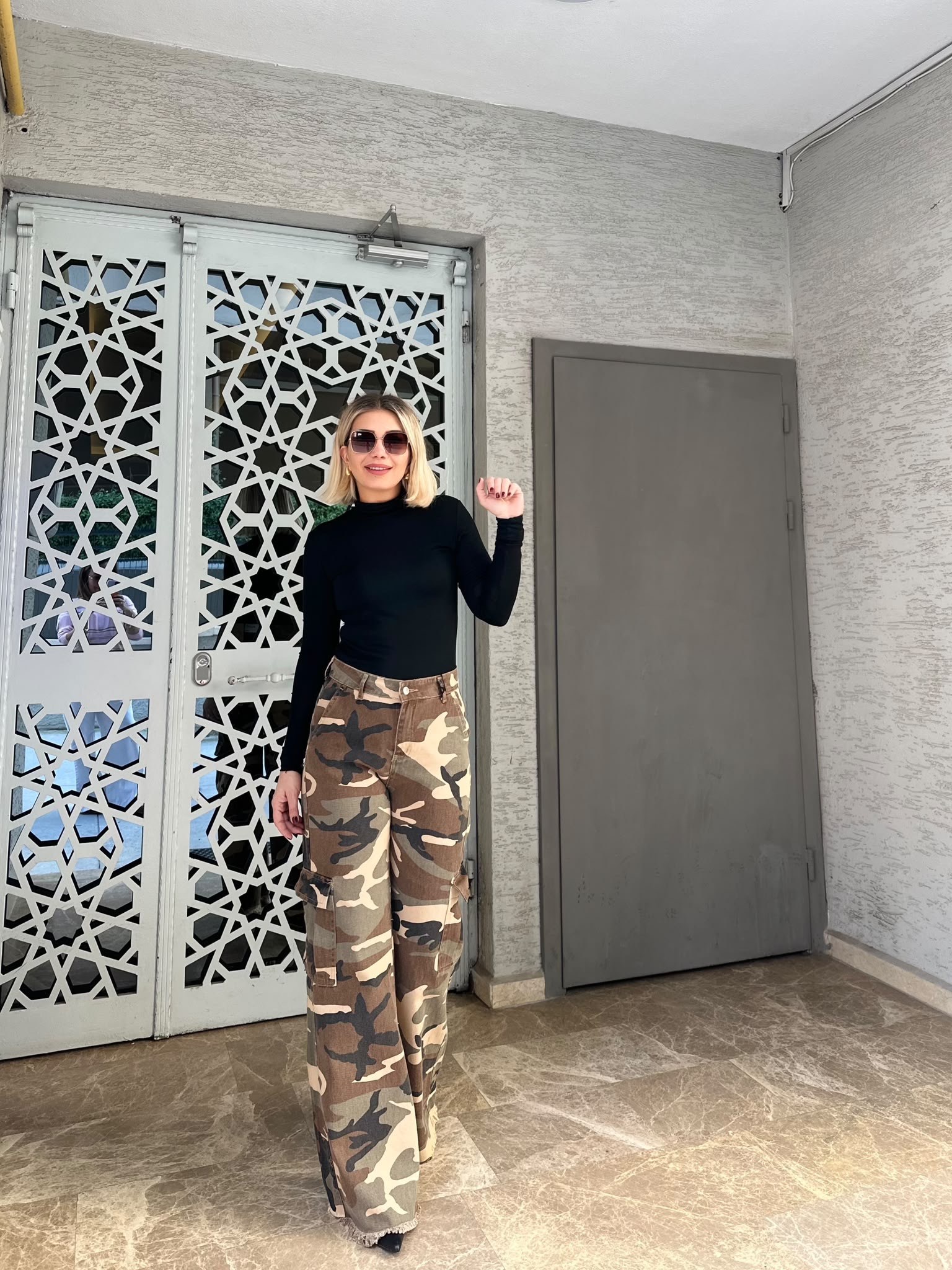 Kamuflaj Palazzo Fit Denim