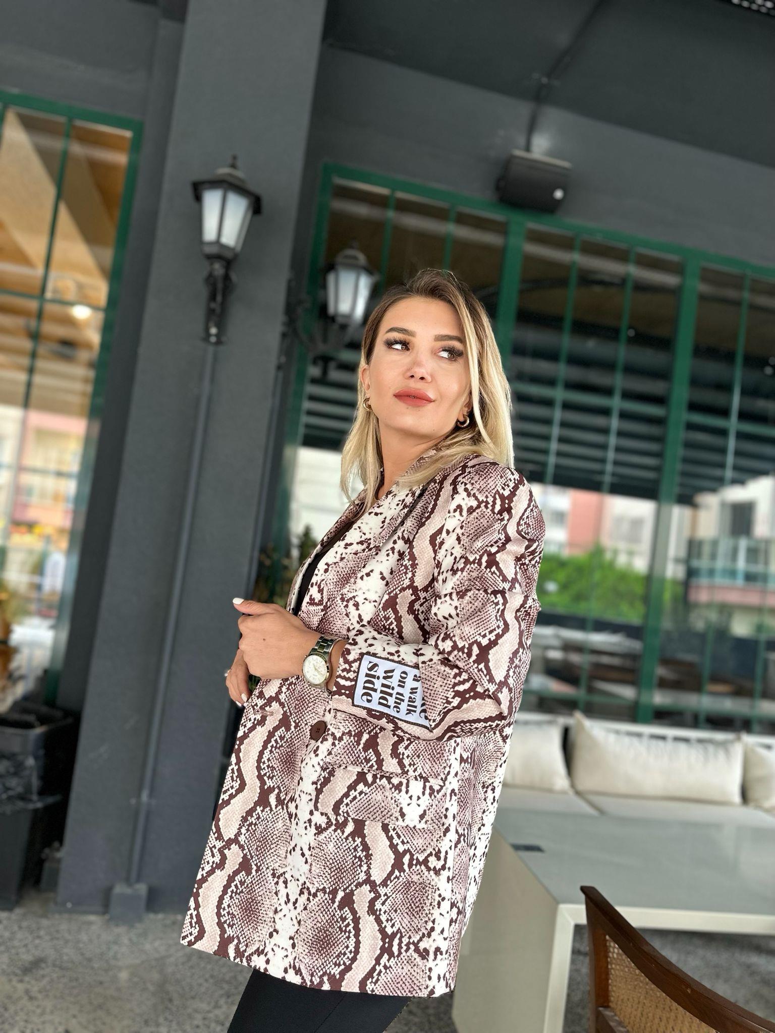 Yılan Desen Blazer Ceket