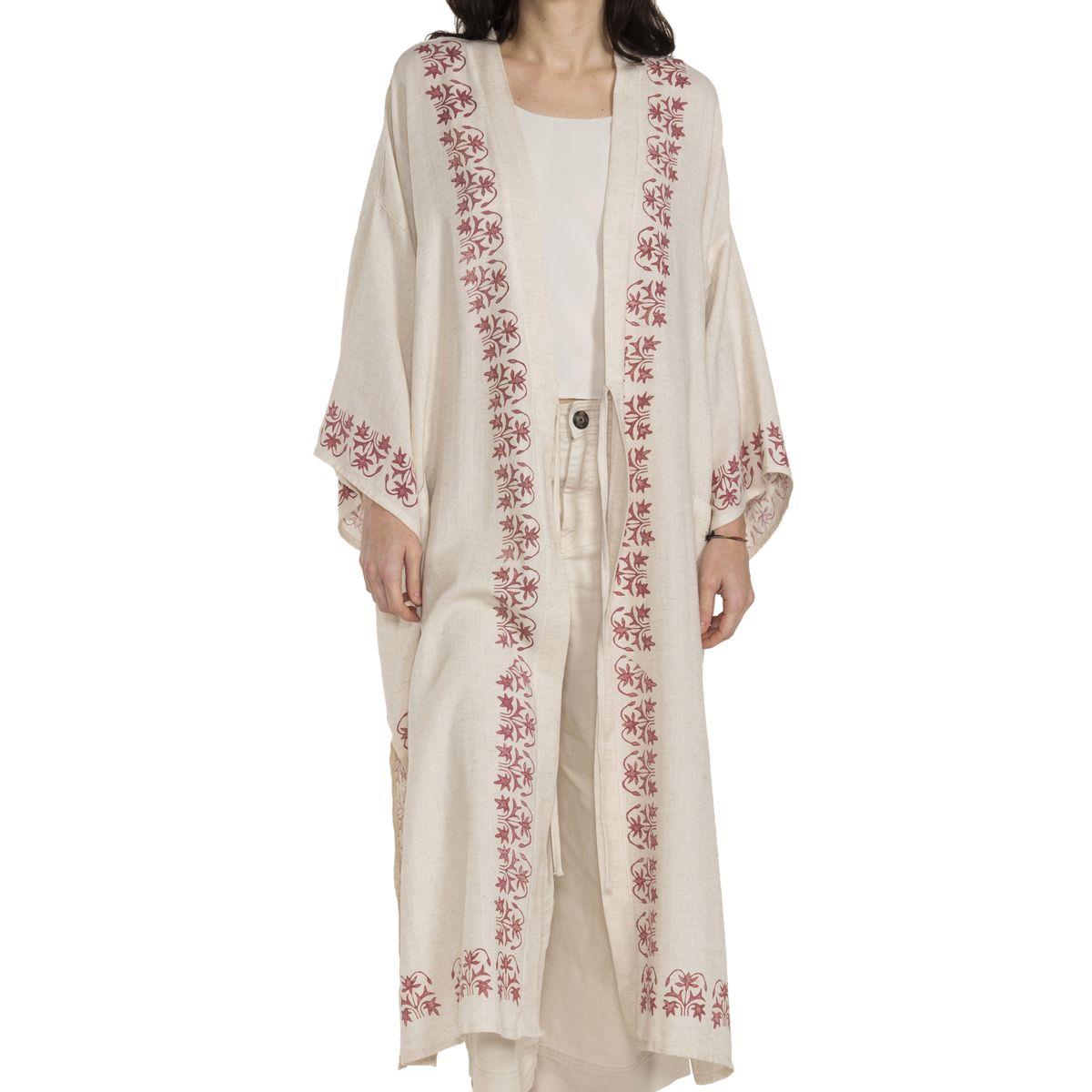 Asena Caftan Natural - Bordeaux