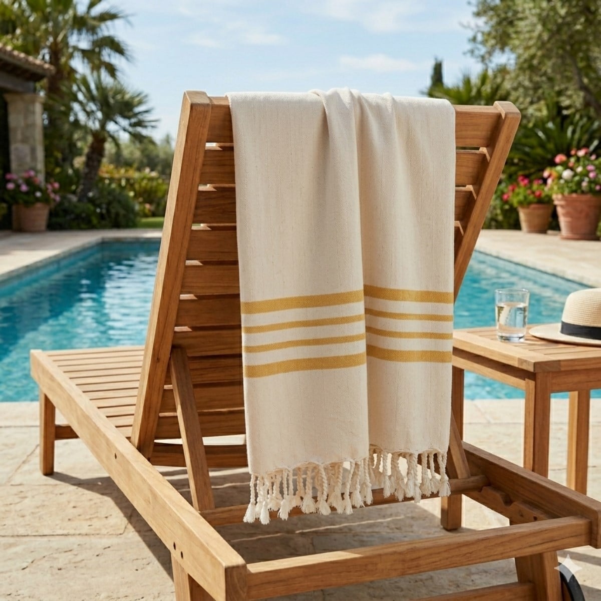 Bath & Beach Towel Krem Sultan Peştemal Ham - Sarı