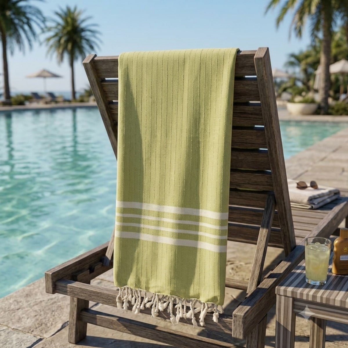 Bath & Beach Towel Krem Sultan Peştemal Yeşil