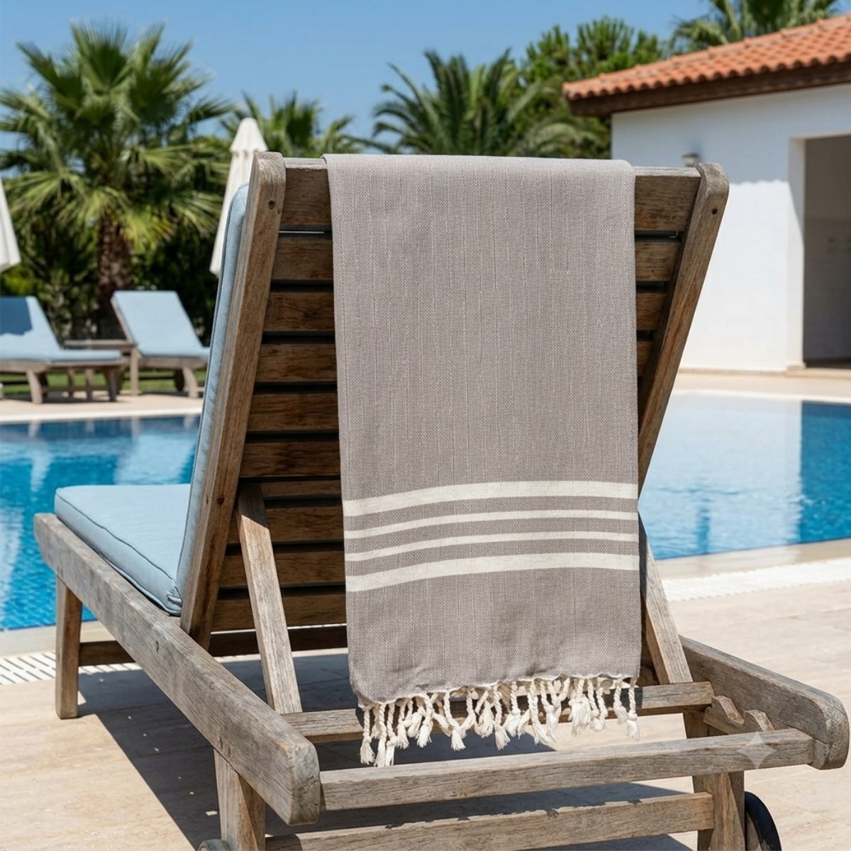 Bath & Beach Towel Krem Sultan Peshtemal Taupe