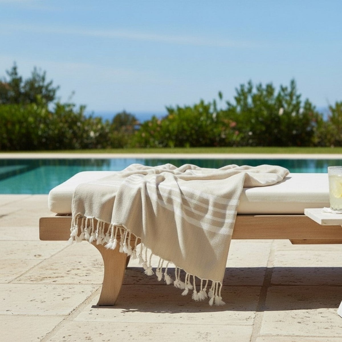 Bath & Beach Towel Krem Sultan Peshtemal Beige
