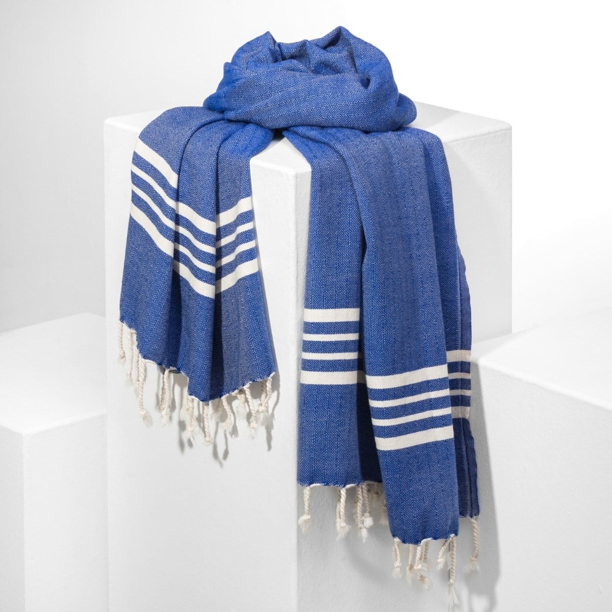 Bath & Beach Towel Krem Sultan Peştemal Royal Mavi