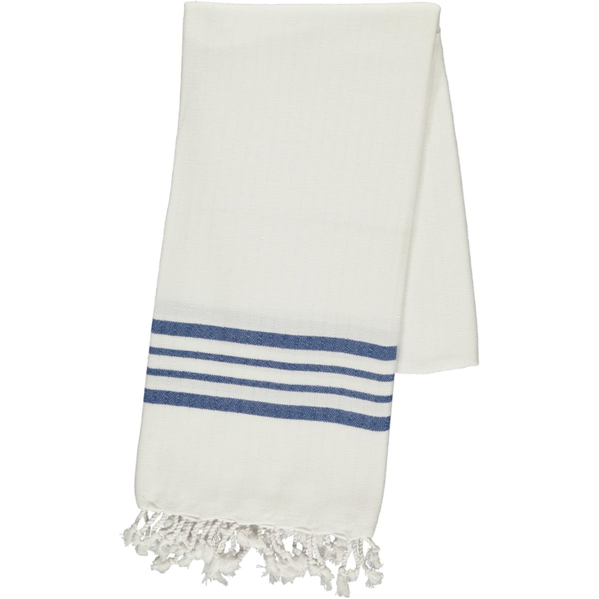 White Sultan Peshtemal White - Royal Blue