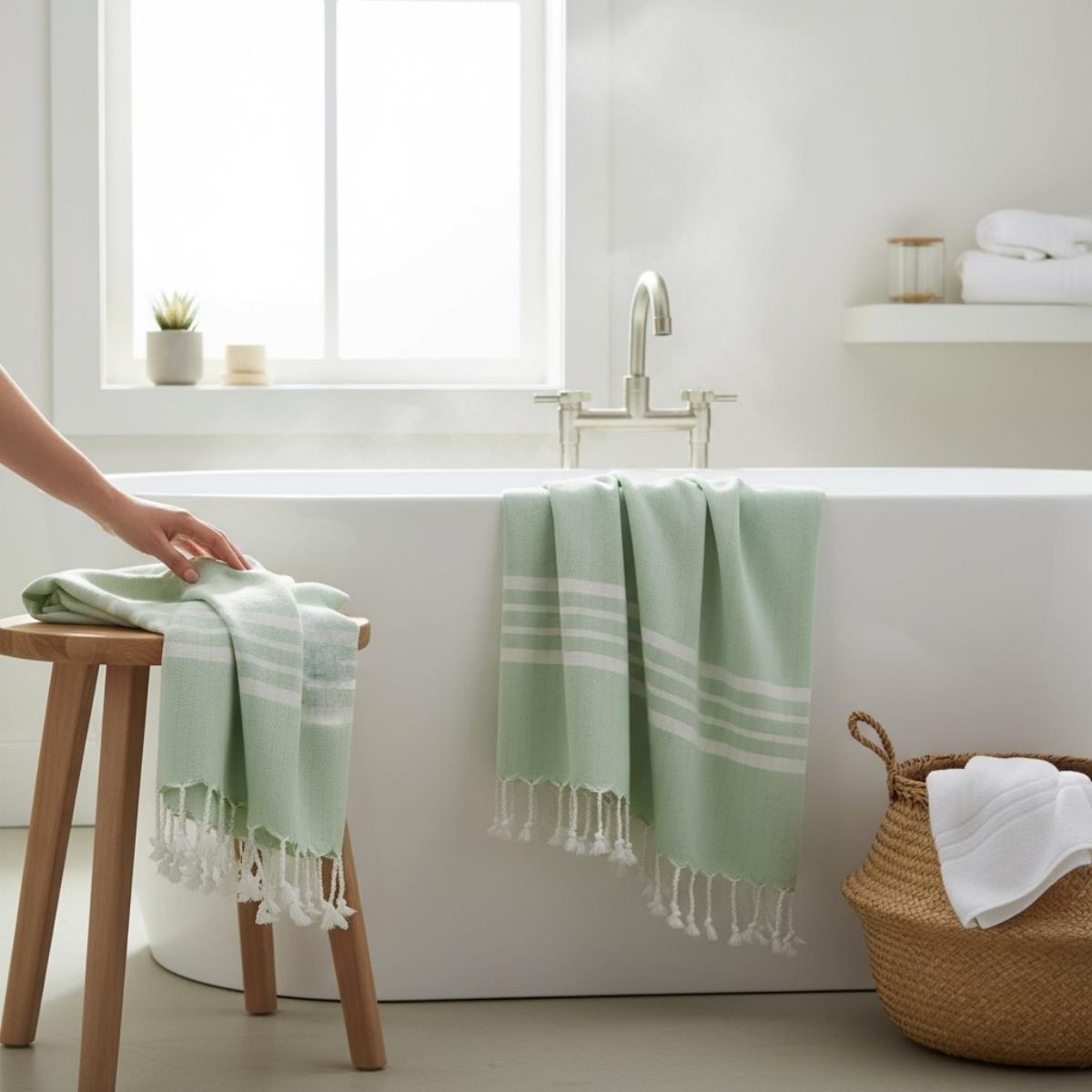 White Sultan Peshtemal Mint Green