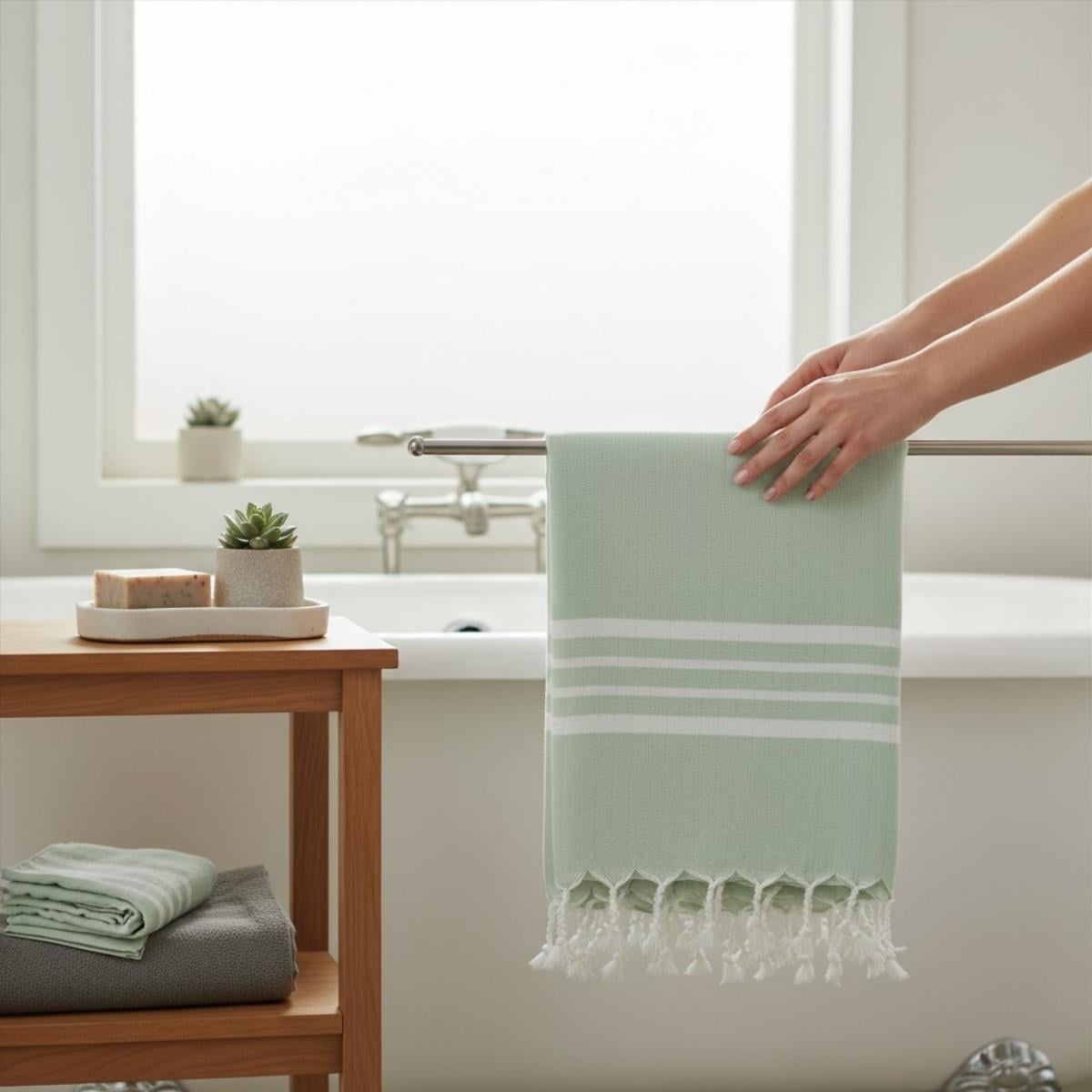 White Sultan Peshtemal Mint Green