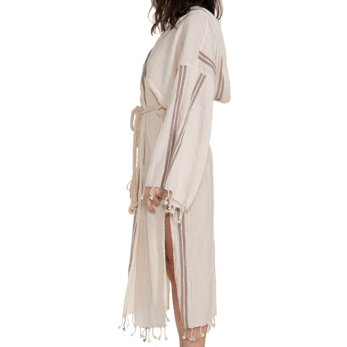 Buse Bathrobe with Hood Natural - Brown