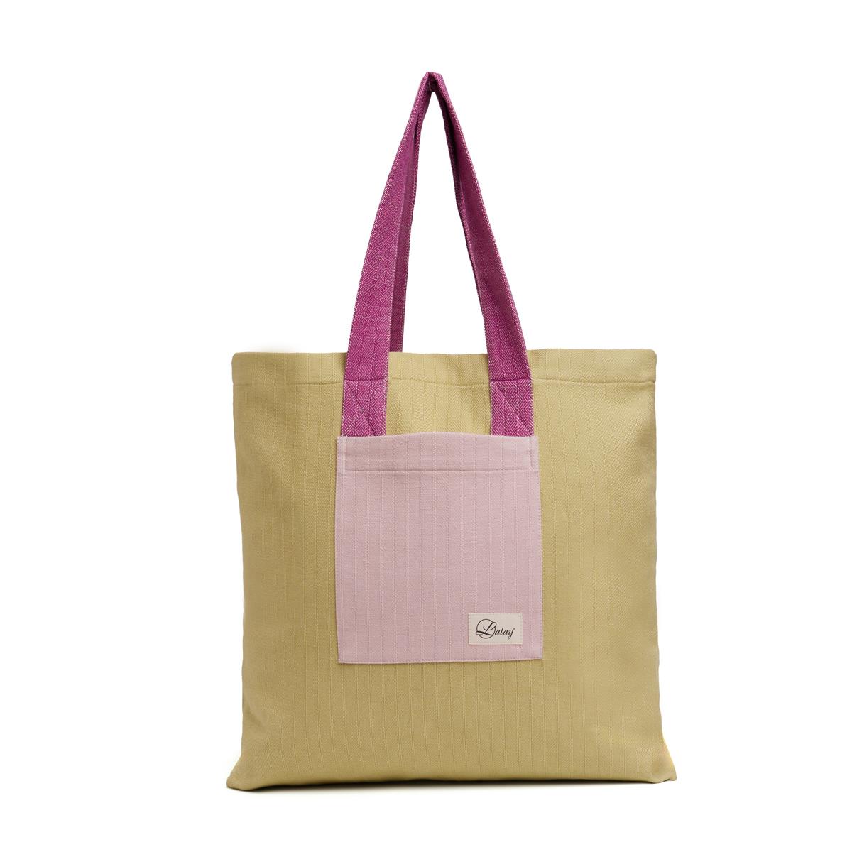 Tote Bag Bag Light Purple - Rose Pink - Green