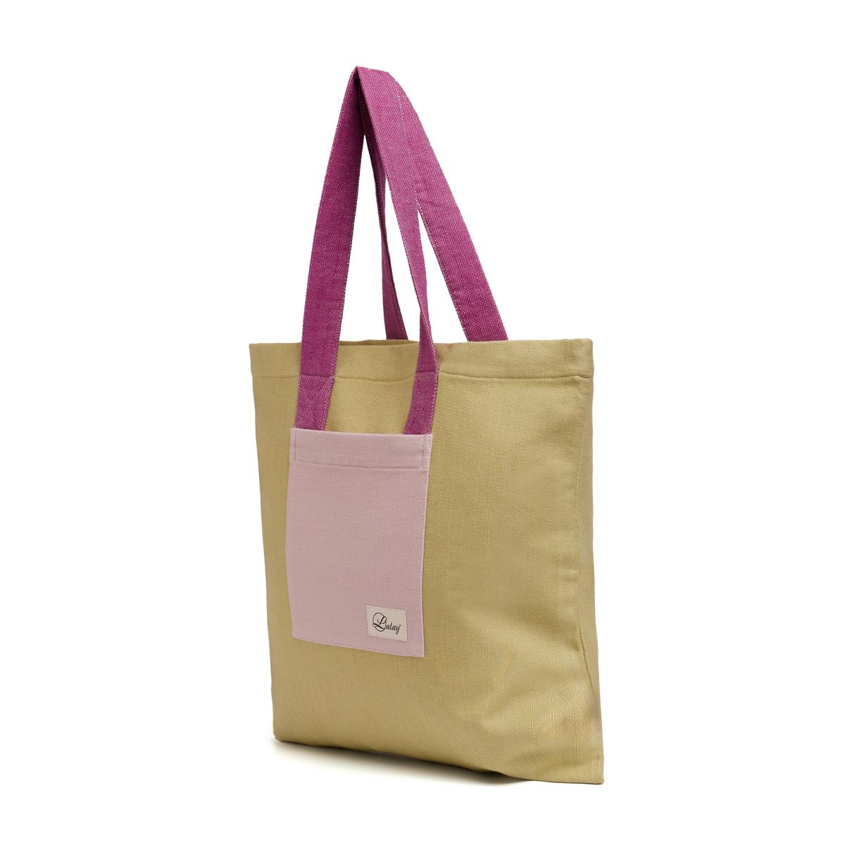Tote Bag Bag Light Purple - Rose Pink - Green