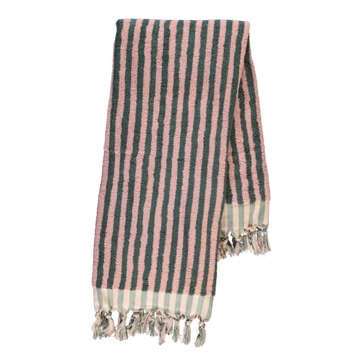 Vertically Striped Towel Dark Grey - Rose Pink