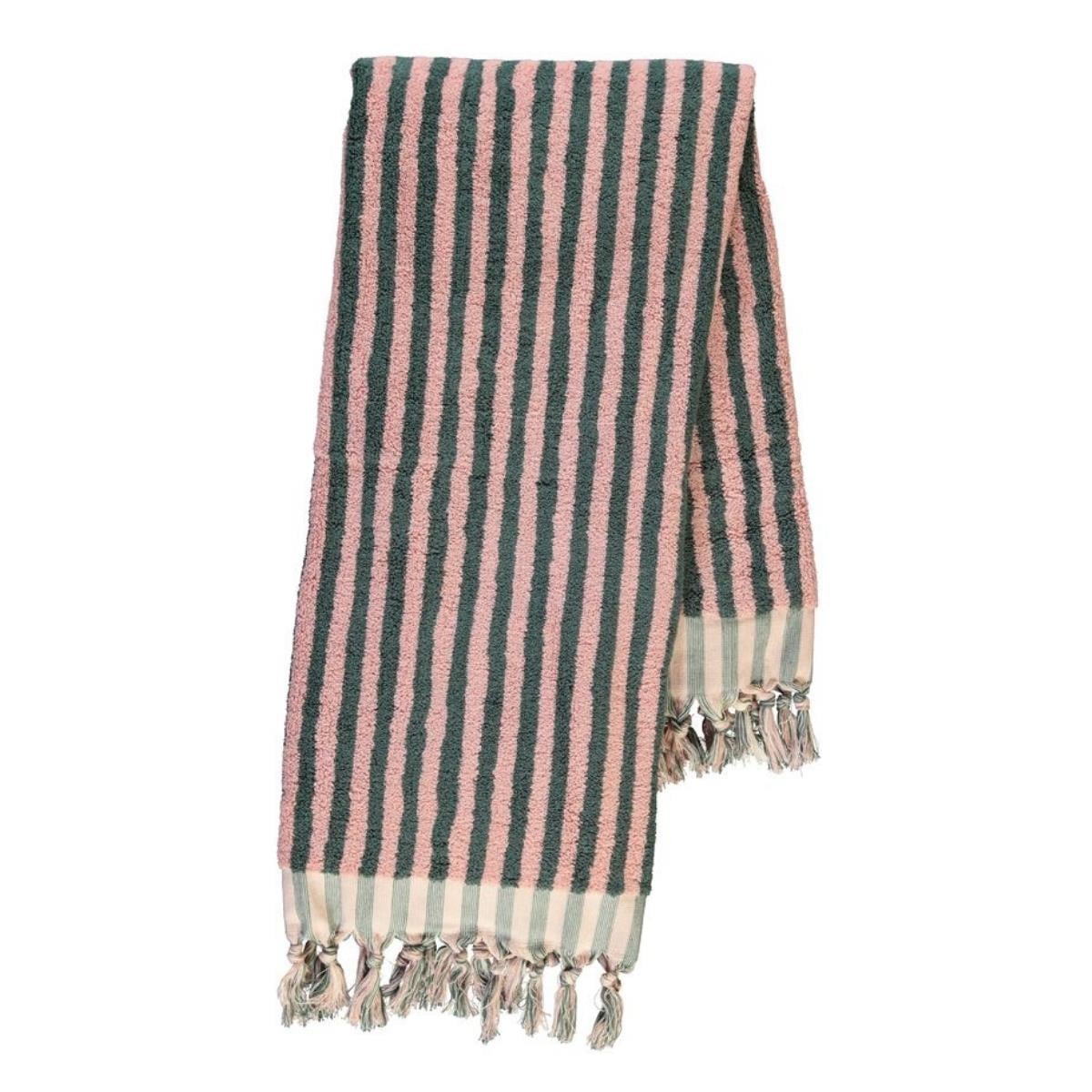 Vertically Striped Towel Dark Grey - Rose Pink