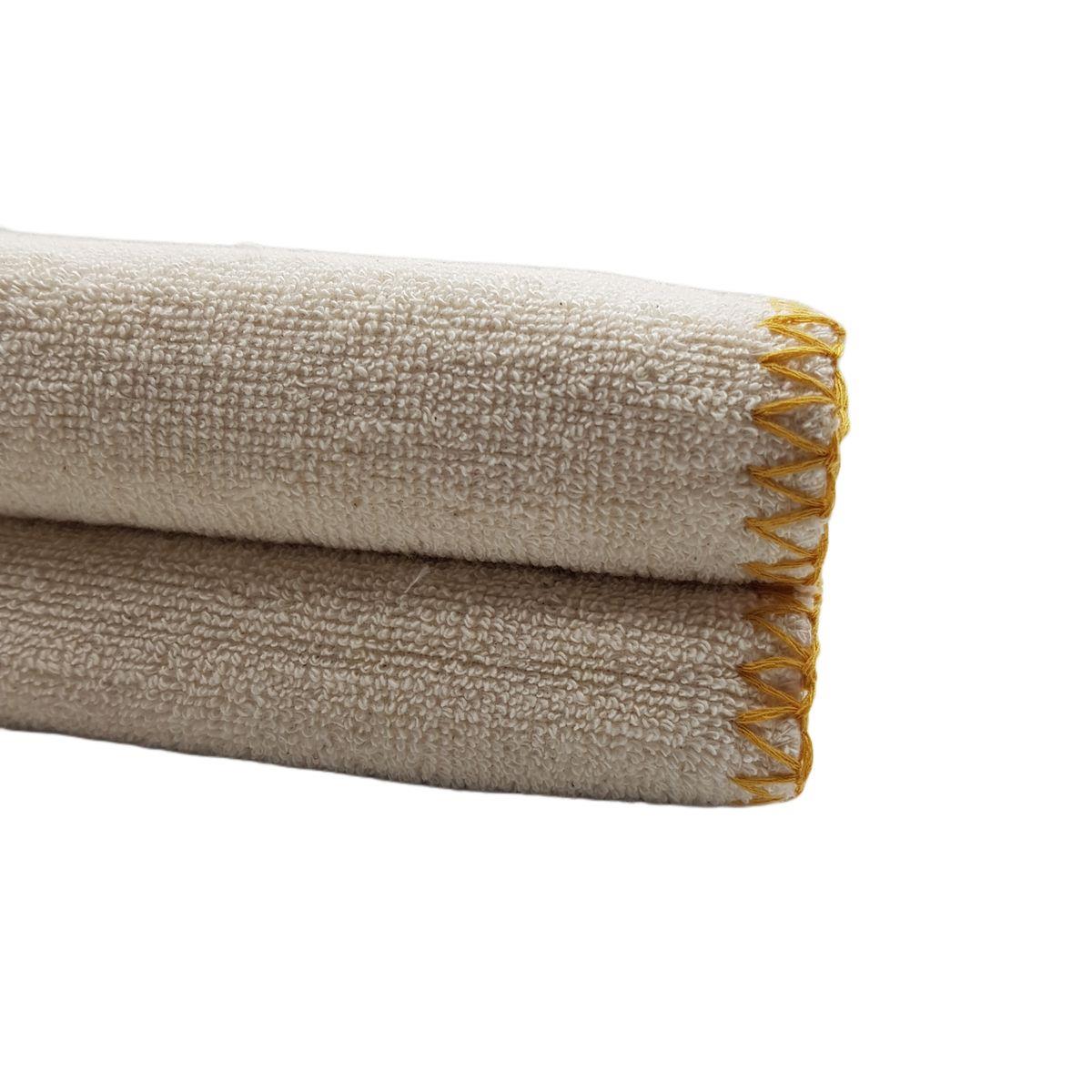 Hand Towel Stitched Peshkir Natural - Yellow