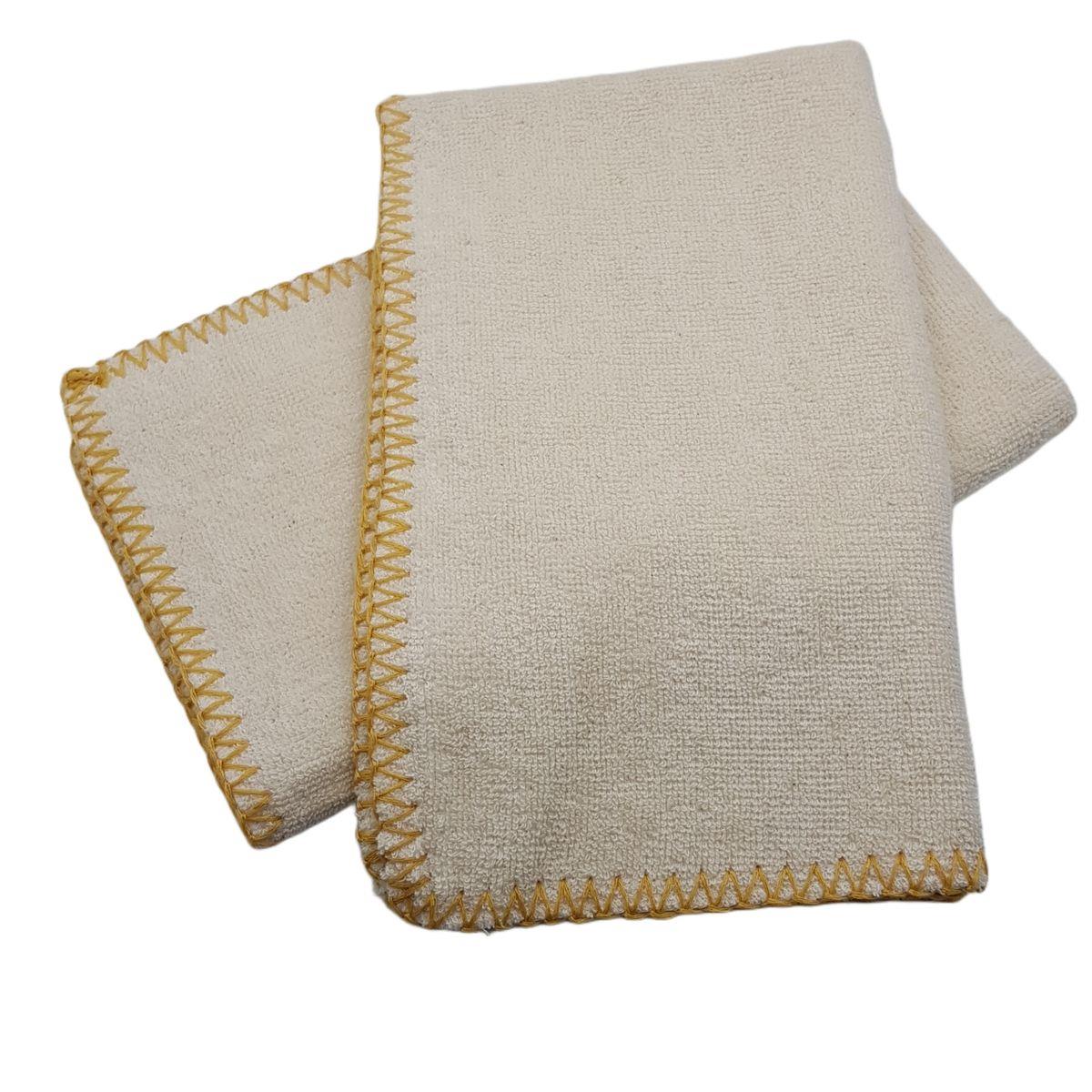 Hand Towel Stitched Peshkir Natural - Yellow