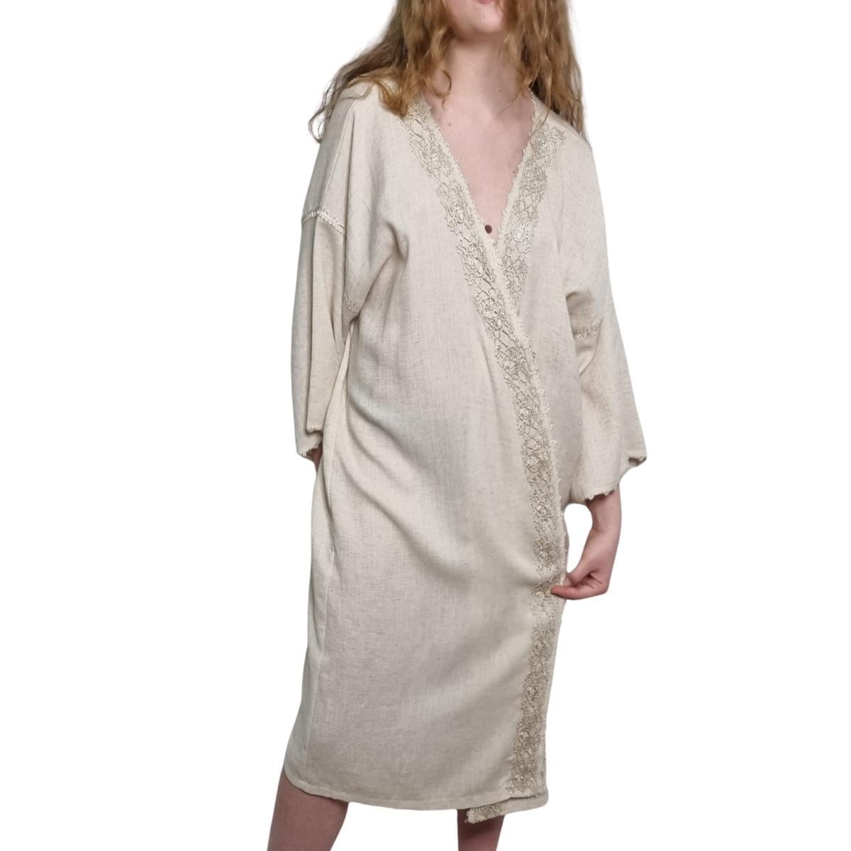 Hand Crochet Dressing Gown Natural