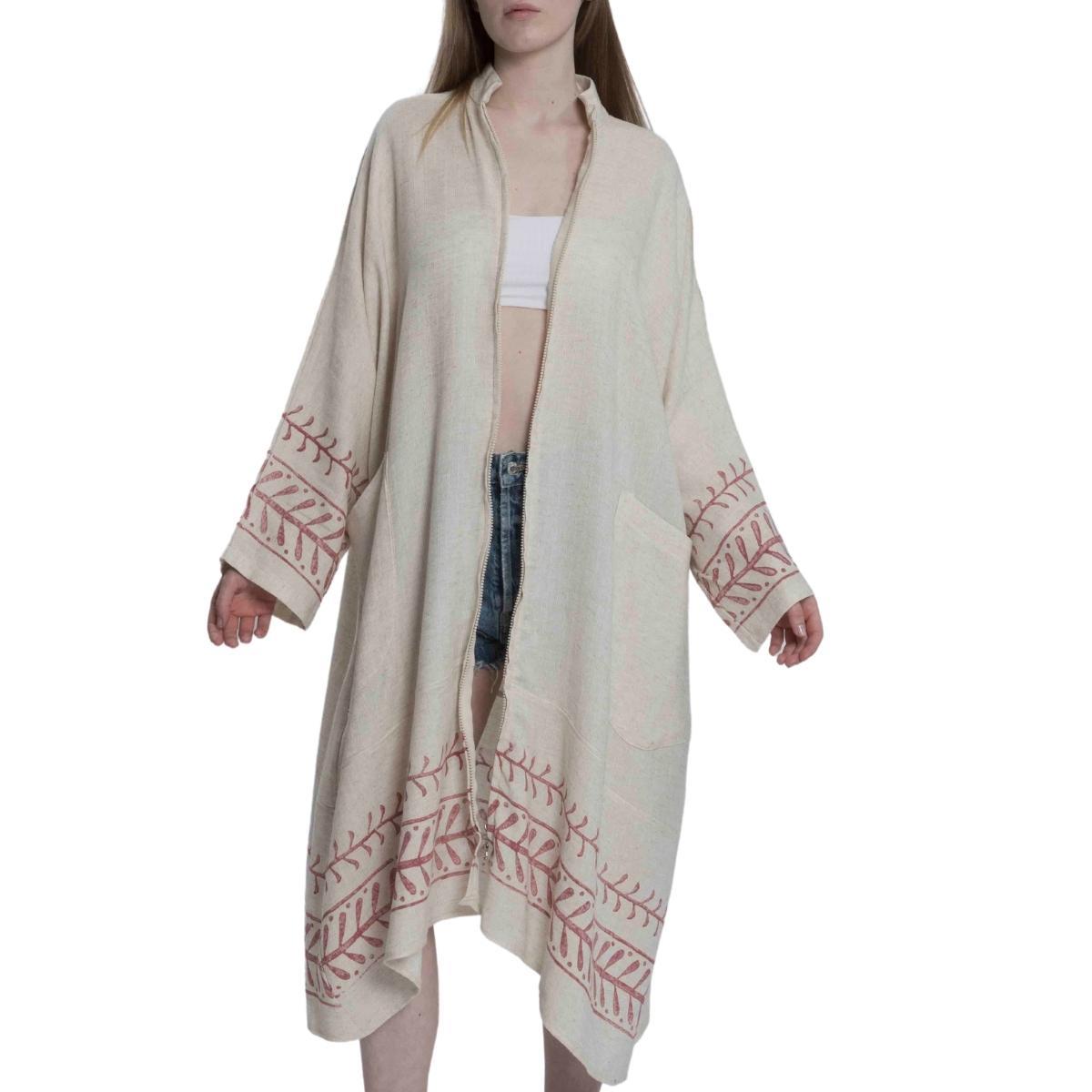 Gazel Caftan Natural - Bordeaux