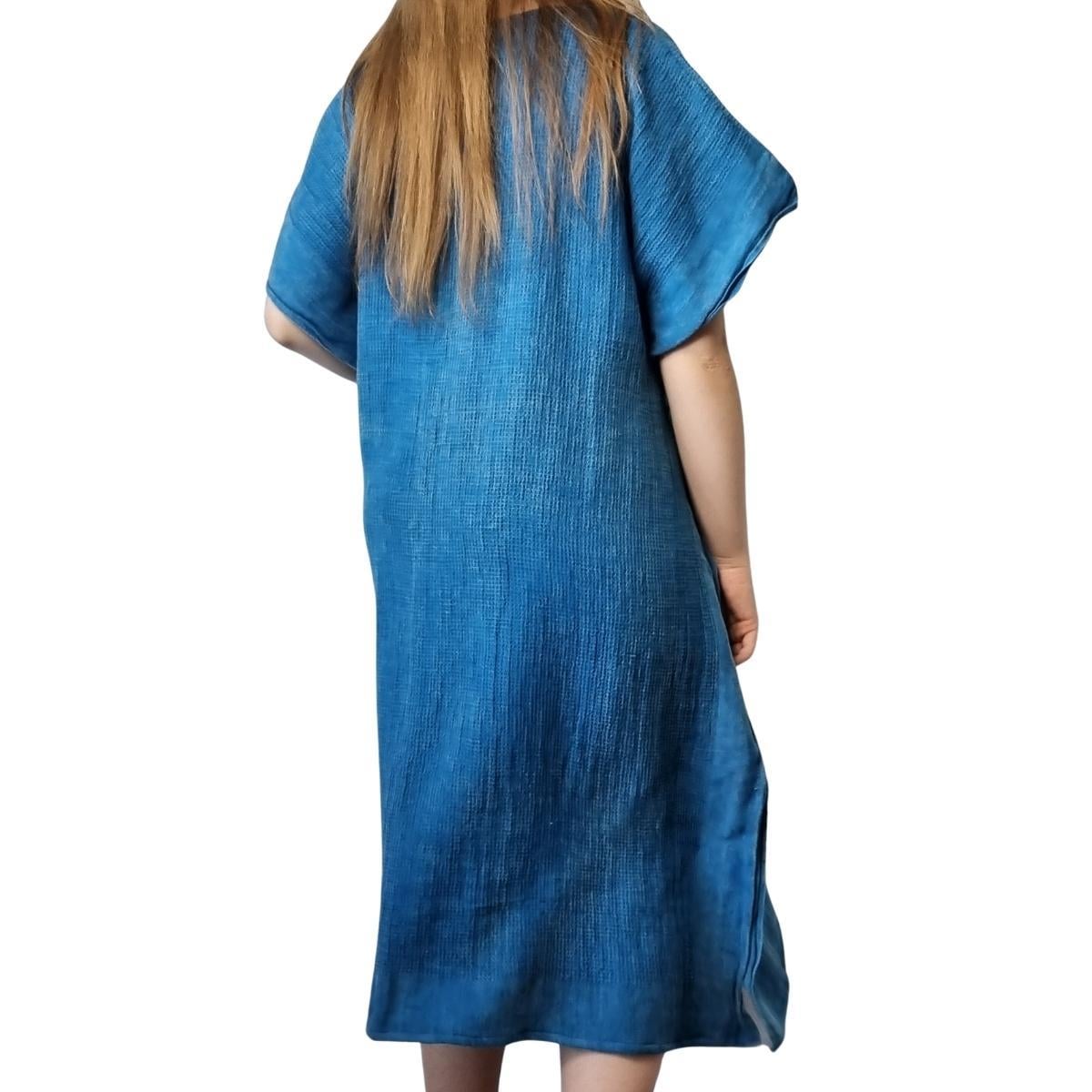 Wafer V Neck Tunic Petrol Blue
