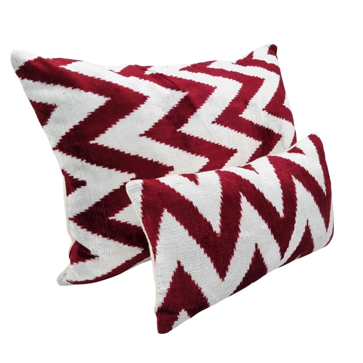 Ikat Ikat Cushion Cover Bordeoux Zıgzag
