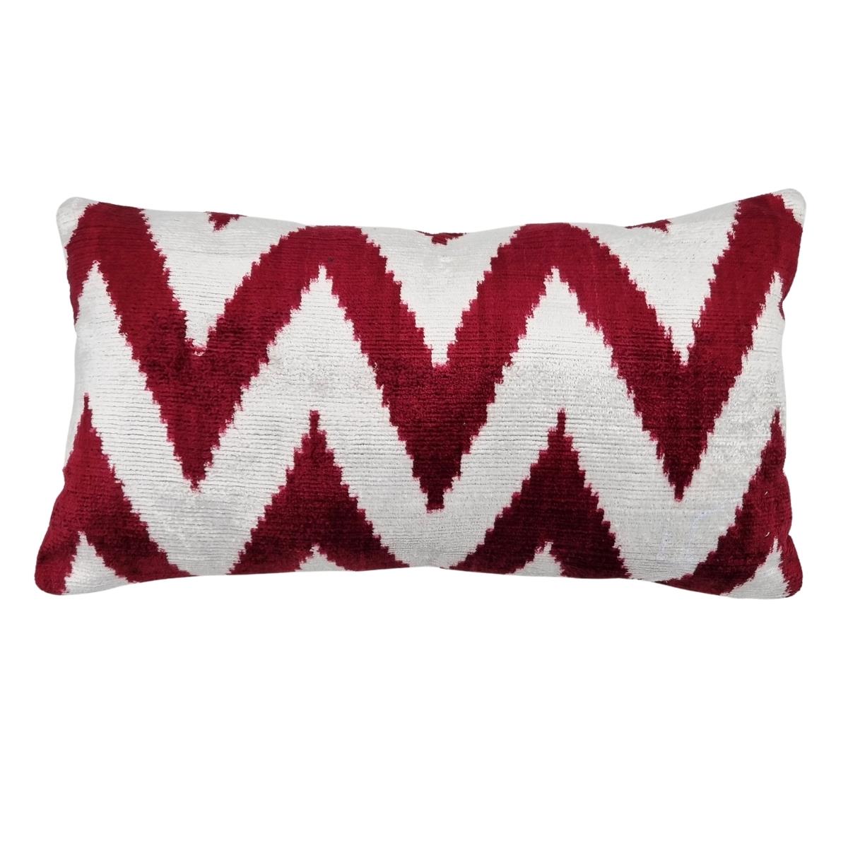Ikat Ikat Cushion Cover Bordeoux Zıgzag