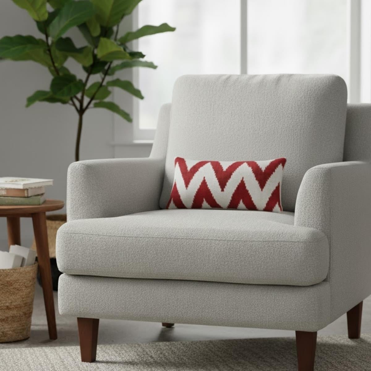 Ikat Ikat Cushion Cover Bordeoux Zıgzag