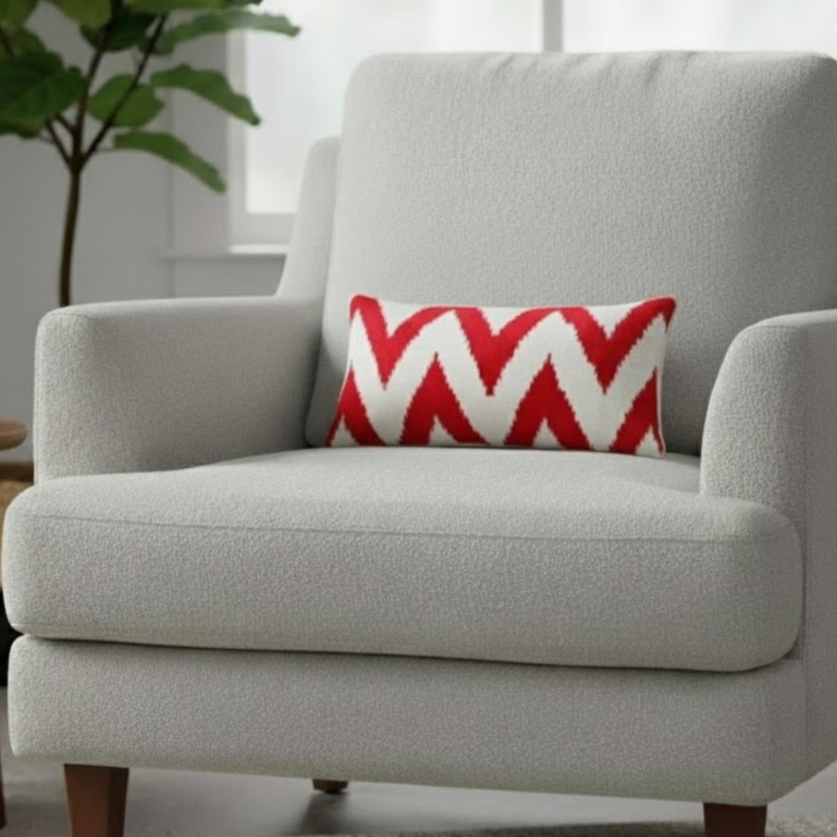 Ikat Ikat Cushion Cover Red Zıgzag