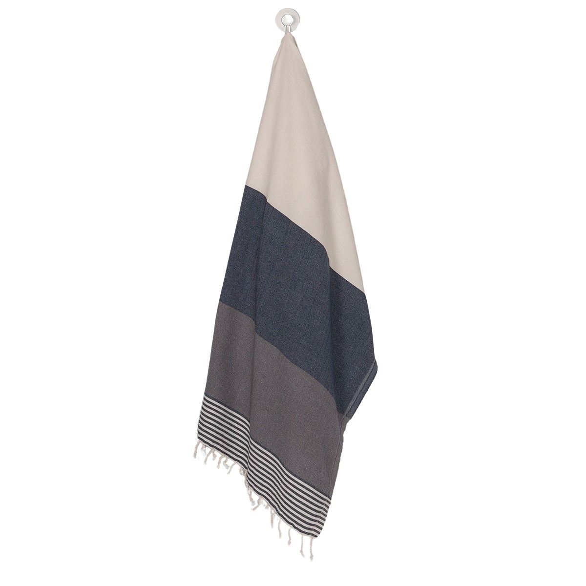 Twin Sultan Peshtemal Navy - Dark Grey - Natural