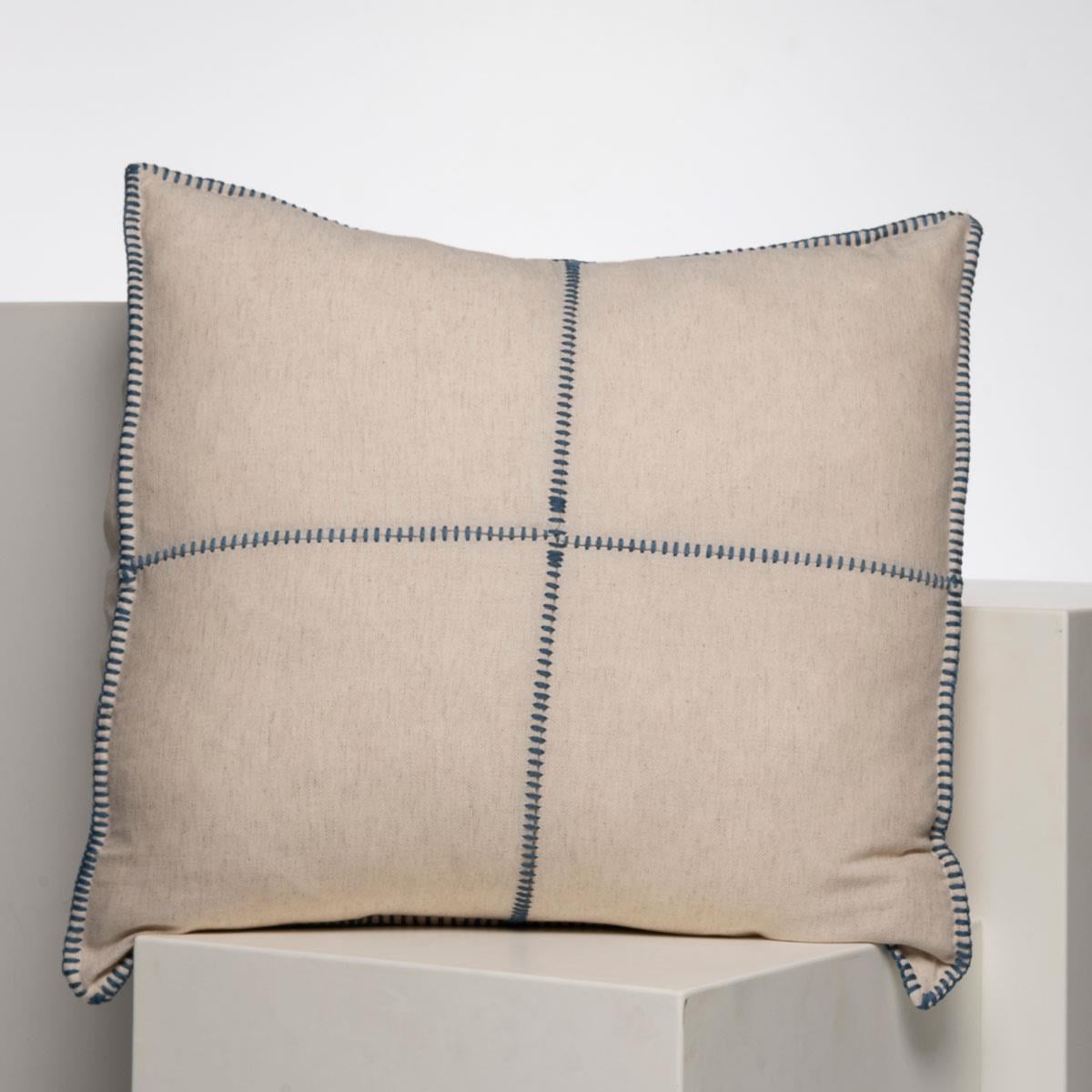 Patchwork Classic Cushion Cover Natural - Dark Blue