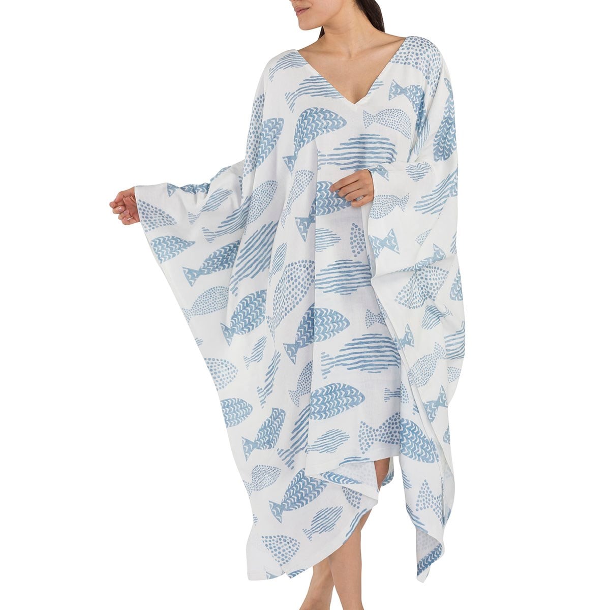 Krem Sultan Printed Tunic Blue Fish