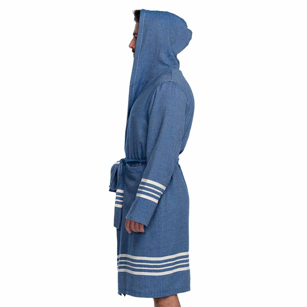 Krem Sultan Double Bathrobe with Hood Royal Blue